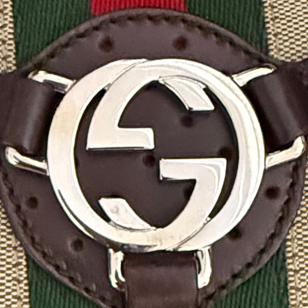 Gucci Beige, Green, Red and Dark Brown Shoulder Bag Jackie O - Picture 6 of 14